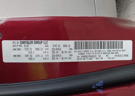 2010 Chrysler Town & Country Touring Plus из США, поврежденный, VIN 2A4RR8DX7AR428331